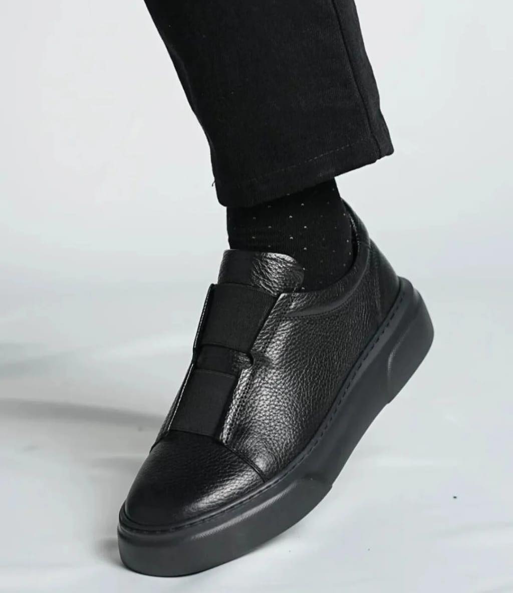 Sneakers à lacets élastiques (NOIR)